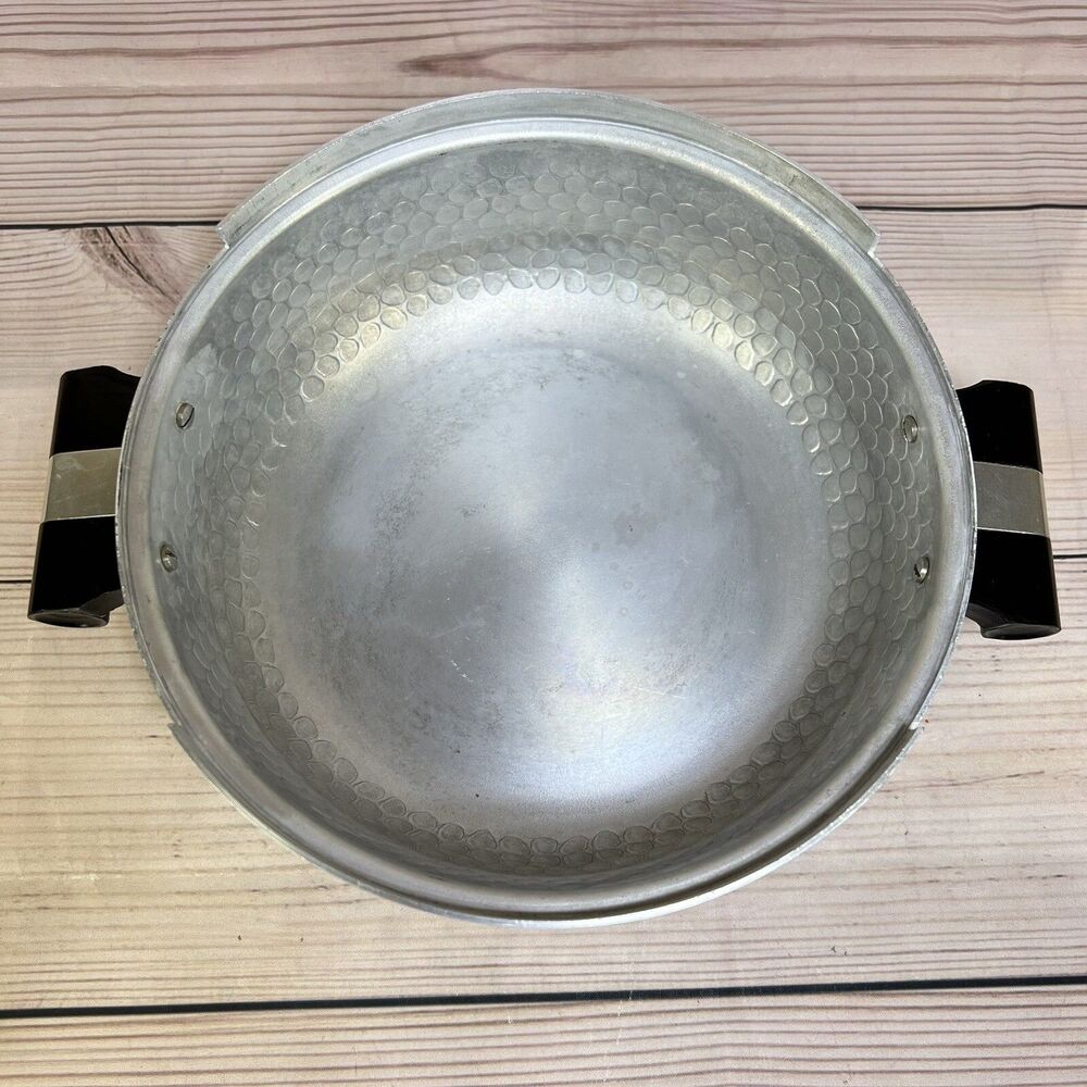 Vintage Puralum Italy Hammered Aluminum Casserole Dish Server w/Lid 8" MCM Retro - Picture 4 of 16